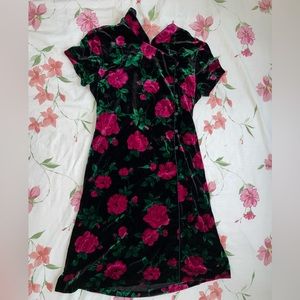 velvet floral dress